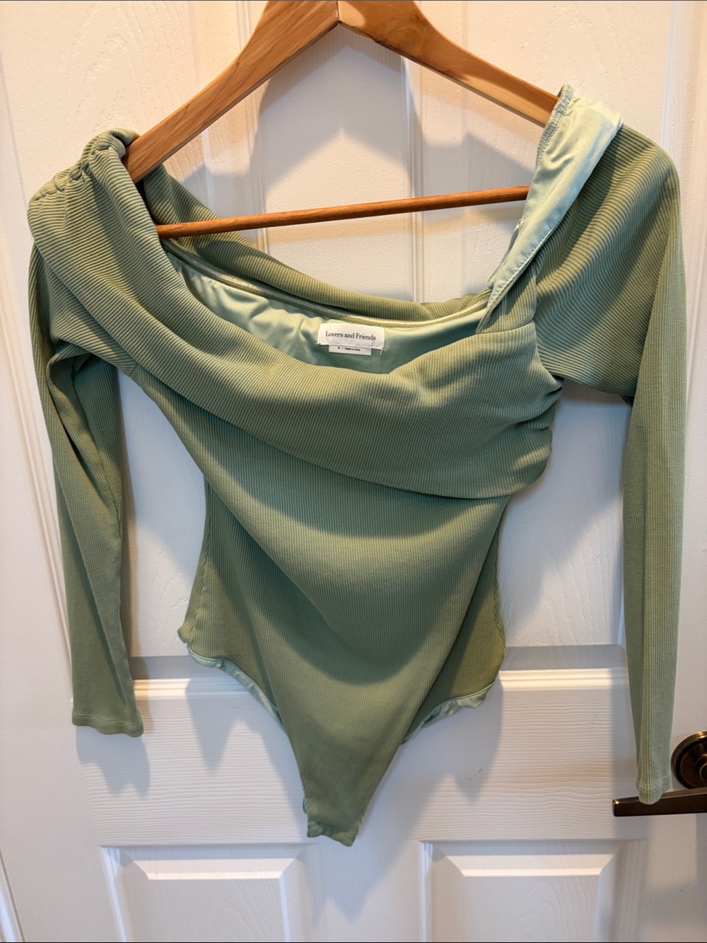 Lovers + Friends Ribbed Sage Green Top